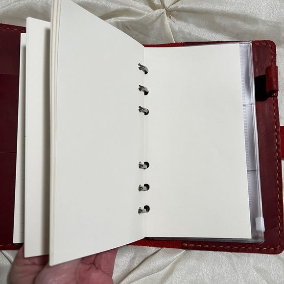 Wine color leather 6 ring wallet agenda planner - Picture 9 of 9